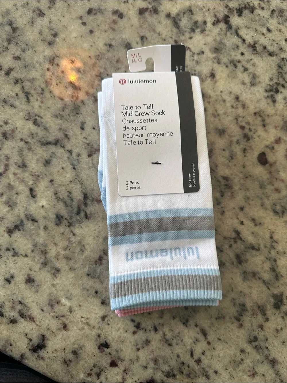 lululemon athletica Tale to Tell Mid-Crew Socks - White, Light Blue & Gray